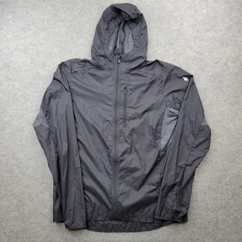 Smartwool Jacket Mens Small Gray Hooded Full Zip Wool Lined Windbreaker Nylon